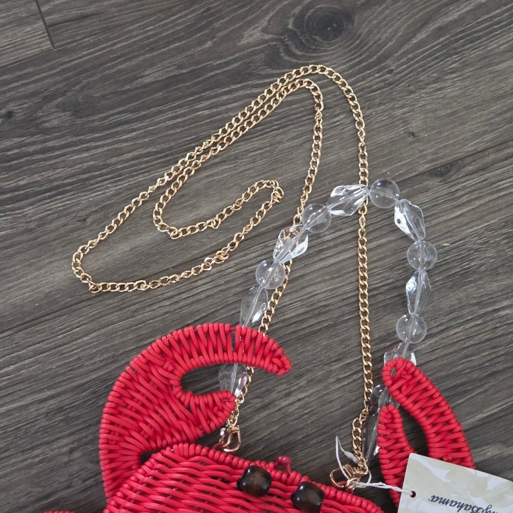 Tommy Bahama Crab Wicker Crossbody Bag Red Nautical Novelty Vacation NEW - Picture 4 of 9